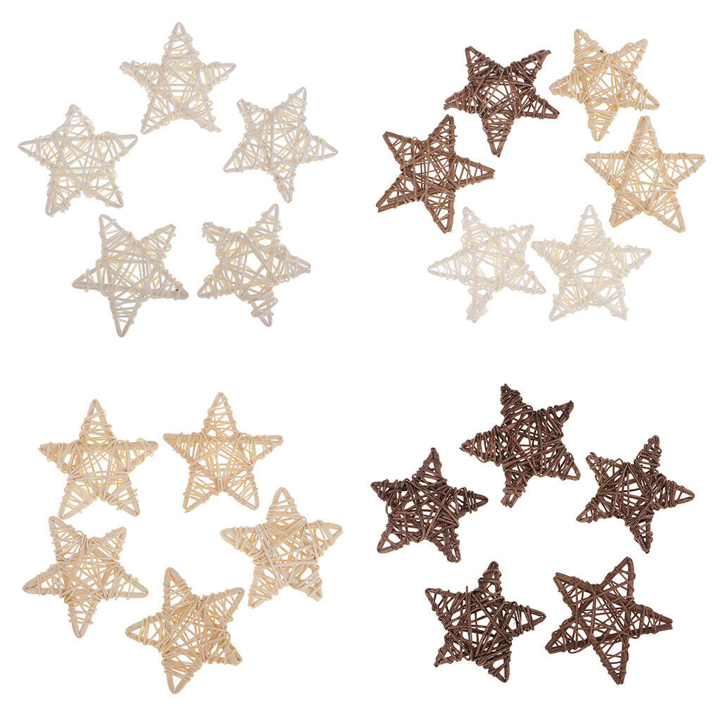10pcs 7cm White Star Rattan Wicker Ball Christmas Tree Ornament Decorations