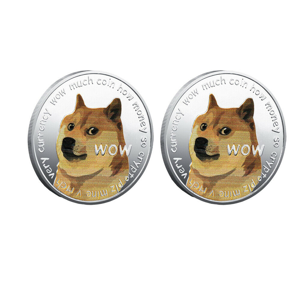 2x Adults Art Dog Commemorative Coins Dogecoin Collectibles Souvenir Display