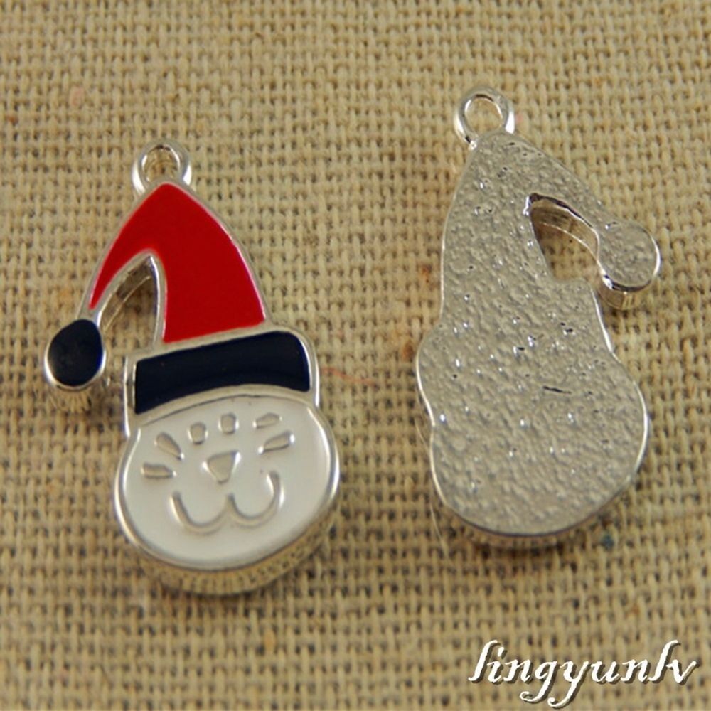 50653 Colorful  Alloy Christmas Cat Pendants Charms Findings Crafts 10pcs
