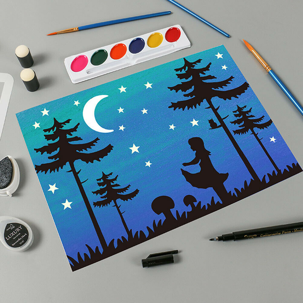 16pcs Silhouette Painting Template Stencils DIY Art Pattern Making Plate @