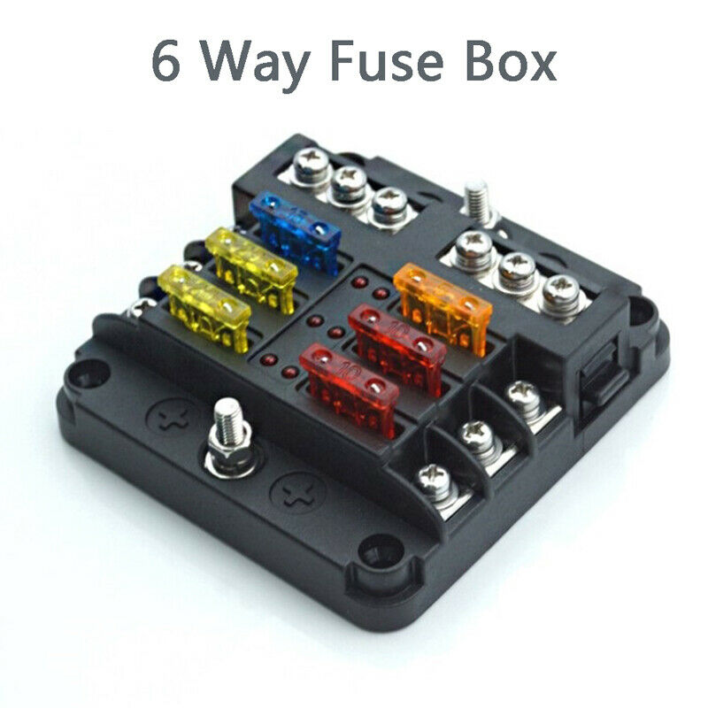 6 Way Fuse Box with screw Blade Fuses Holder Block Car Fuses Universal Fittm TH