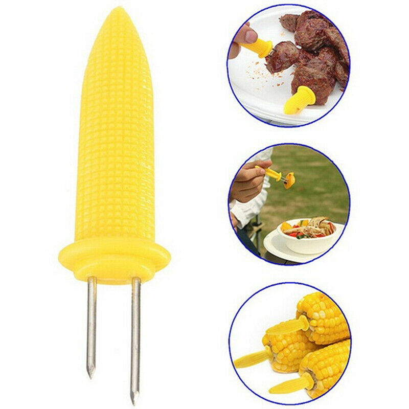 10 x Stainless Steel Corn On The Cob Holders BBQ Prongs Skewers Forks Par.l8