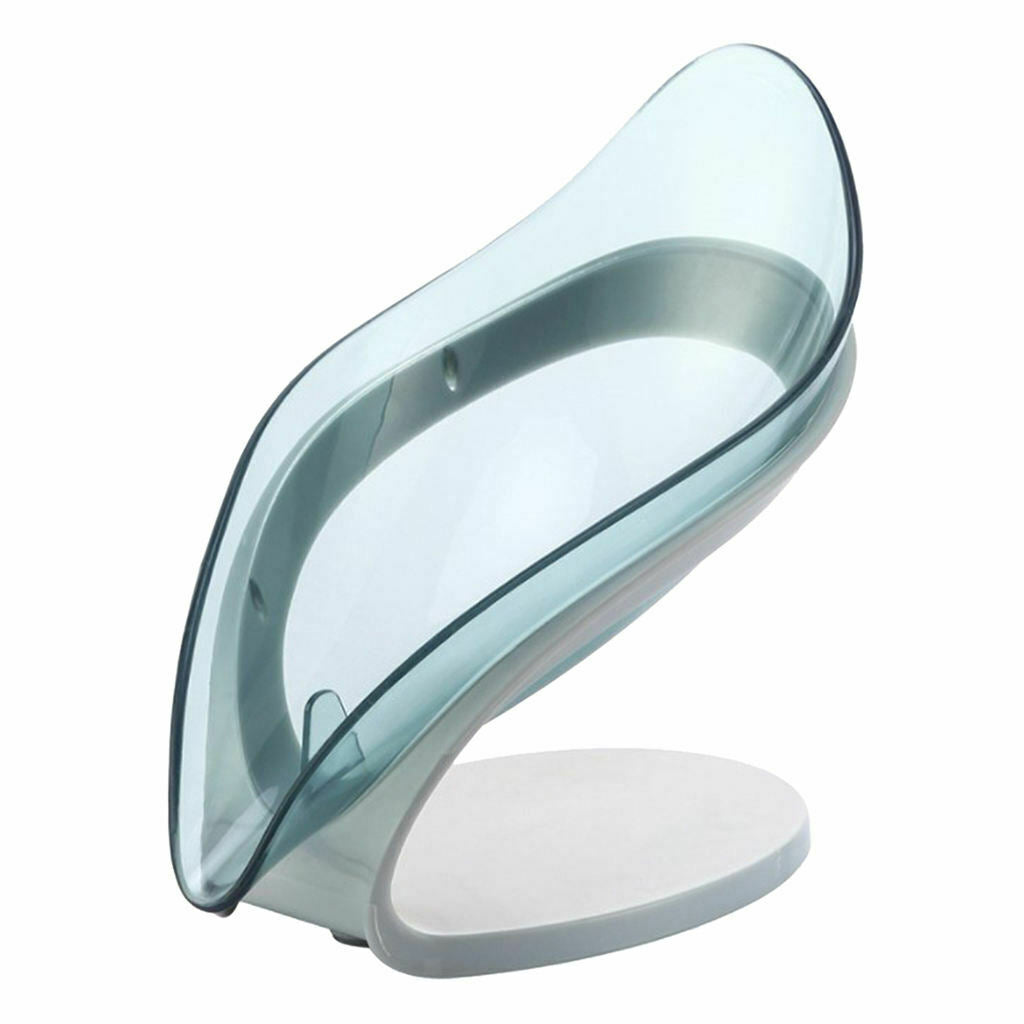 Self Draining Soap Tray Box Bathroom Soap Dish Kitchen Sponge Holder Blue