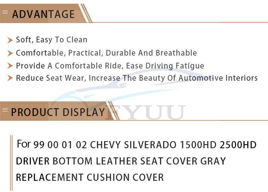 For 1999 To 2002 Chevy Silverado 1500hd 2500hd Driver Bottom Seat Cover Black PU