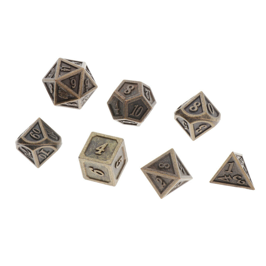 7 Piece Metal Polygonal Dice Game Dice Dice for Role Play Polyhedral Dice Set D4