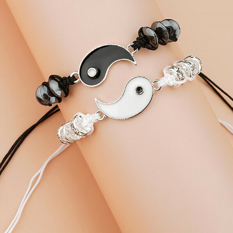 2 Yin Yang Adjustable Cord Bracelet Bracelets handmade Braided Bracelets .l8