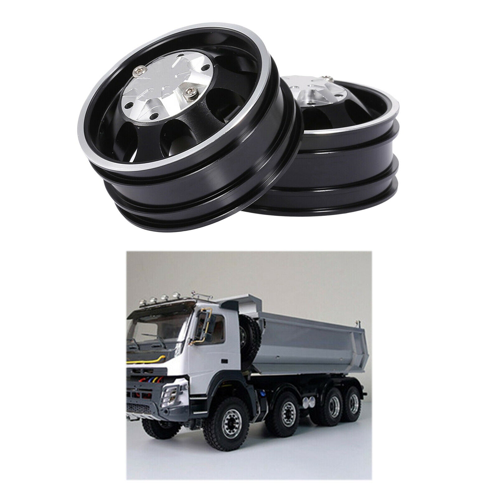 Aluminum Alloy Wheel Hub for Tamiya 1:14 Trailer Tractor CNC Parts black