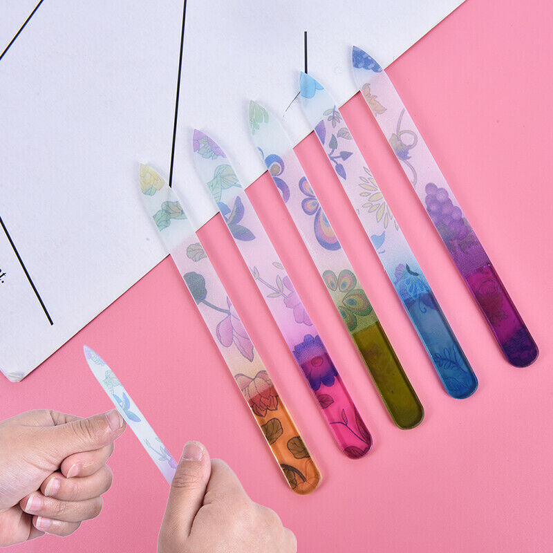 Lovely Crystal Glass Nail File Beauty Nail Arts Practice Tool Random Patt.l8