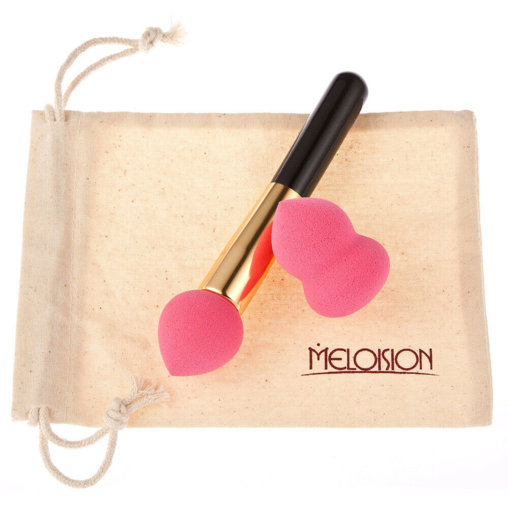 1pcs Pink Power Brush+1pcs Pink Sponge Puff+1pcs Canvas Bag Makeup Set