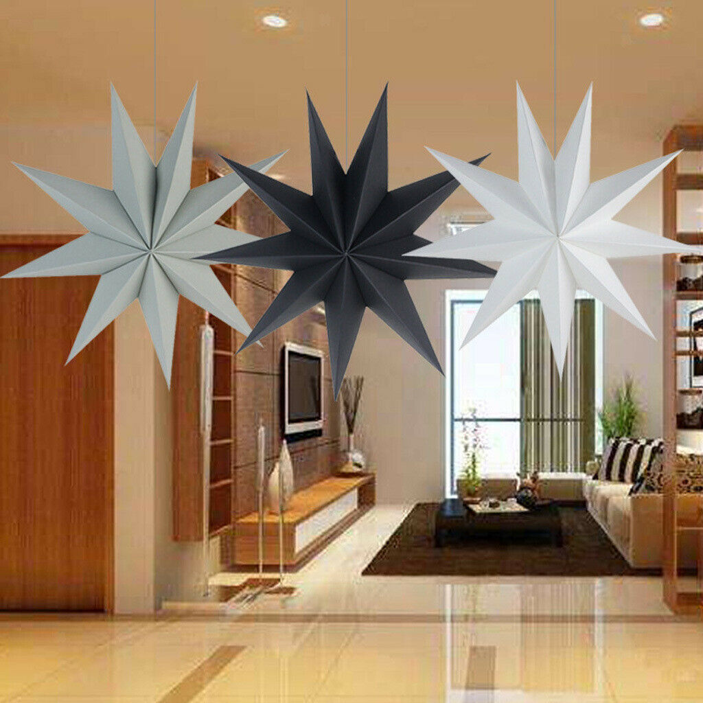 2 Pieces Paper Star Hanging Christmas Lantern Home Party Decoration DIY Craft