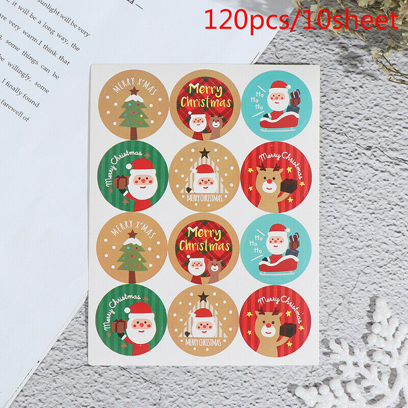 120pcs Christmas Gift Stickers Merry Christmas round packaging stickers L.l8