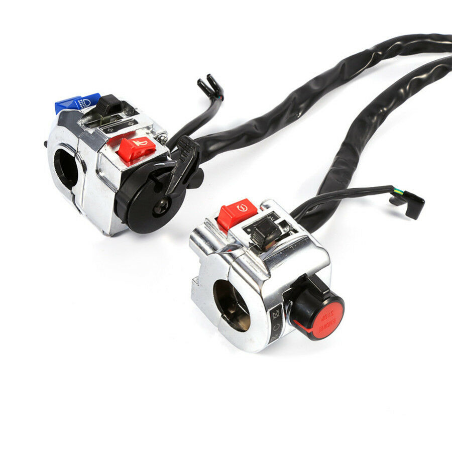 Pair Multifunction Motorcycle 7/8" Universal Handlebar Horn Light Control Switch
