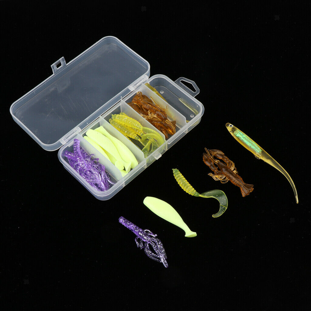 21pcs Soft Shrimp Shad Worm Fishing Lure