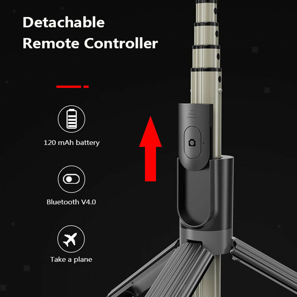 Bluetooth Selfie Stick Tripod With LED Ring Fill Light For 4"~6.2" Cellphone