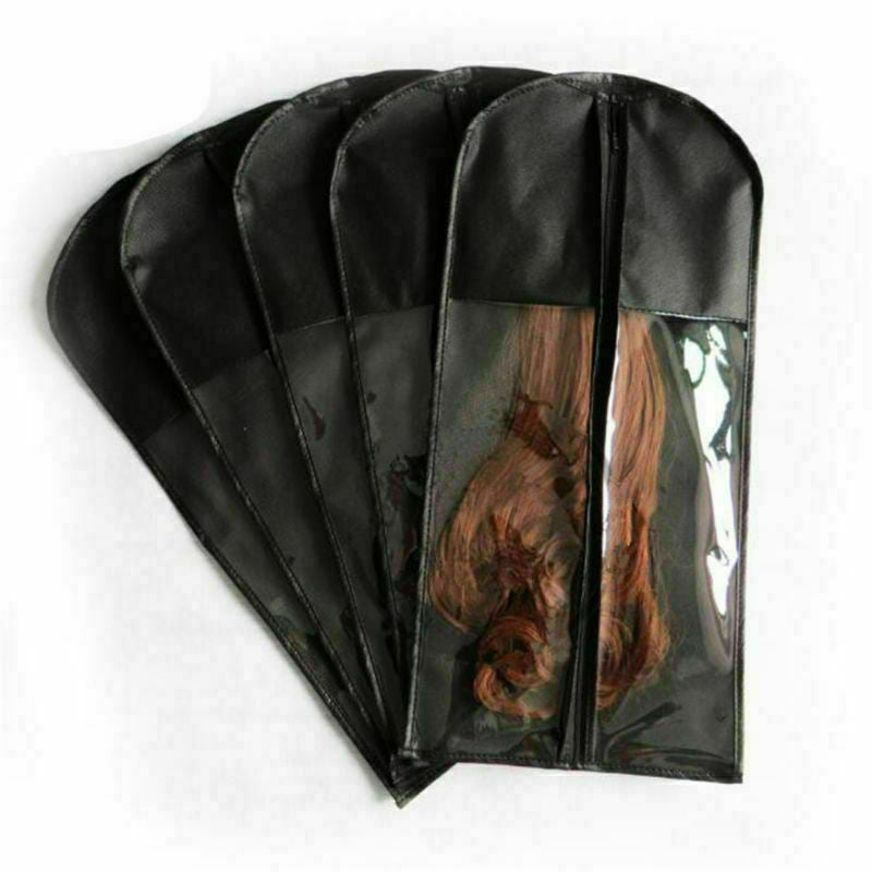 Wig Hangers Hair Extension Carrier Storage Case Wig Stands Dust Proof Bag Black