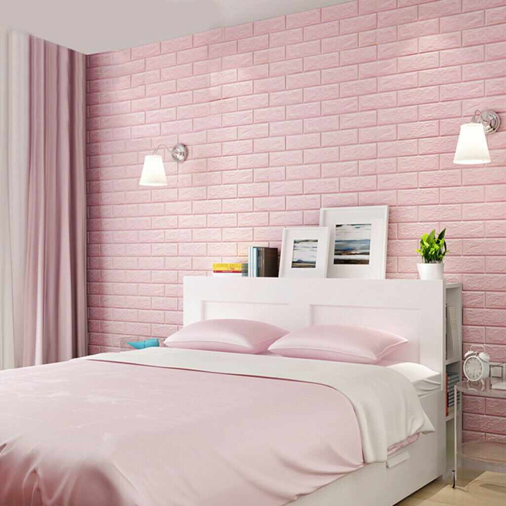 Brick Wallpaper Modern Home Decor Decoration for Bedroom Wall Panels Pink