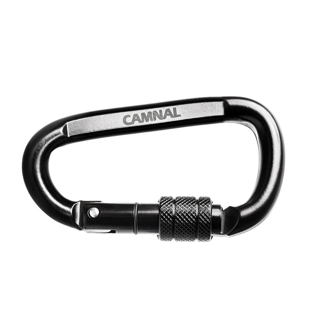 3 Pack Outdoor Carbon Steel D Shape Screw Locking Climbing Carabiners 30KN