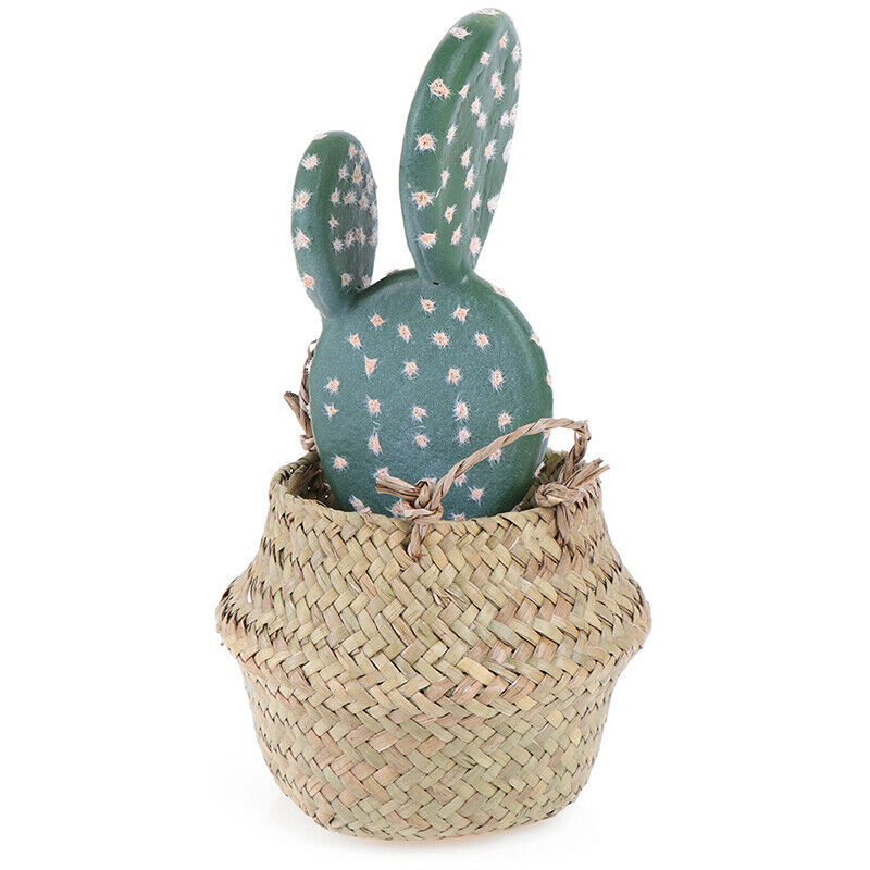 Storage Basket Rattan Straw Basket Wicker Folding Flower  Pot Flower Bask.l8