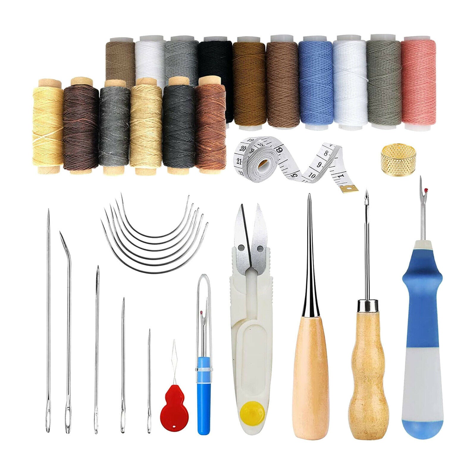34x Leather Craft Tools Kit Stitching Sewing Waxed Thread Working Hand Tools