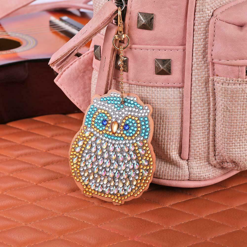 5pcs DIY Full Drill Special Shaped Diamond Painting Bird Key Ring Pendant @
