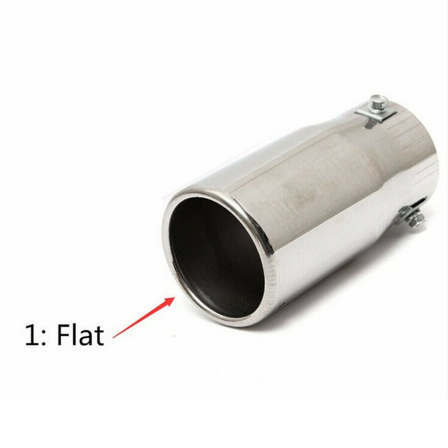 Car Chrome Flat Exhaust Pipe Tip Muffler Steel Stainless Trim Tail Tip Cover-USA