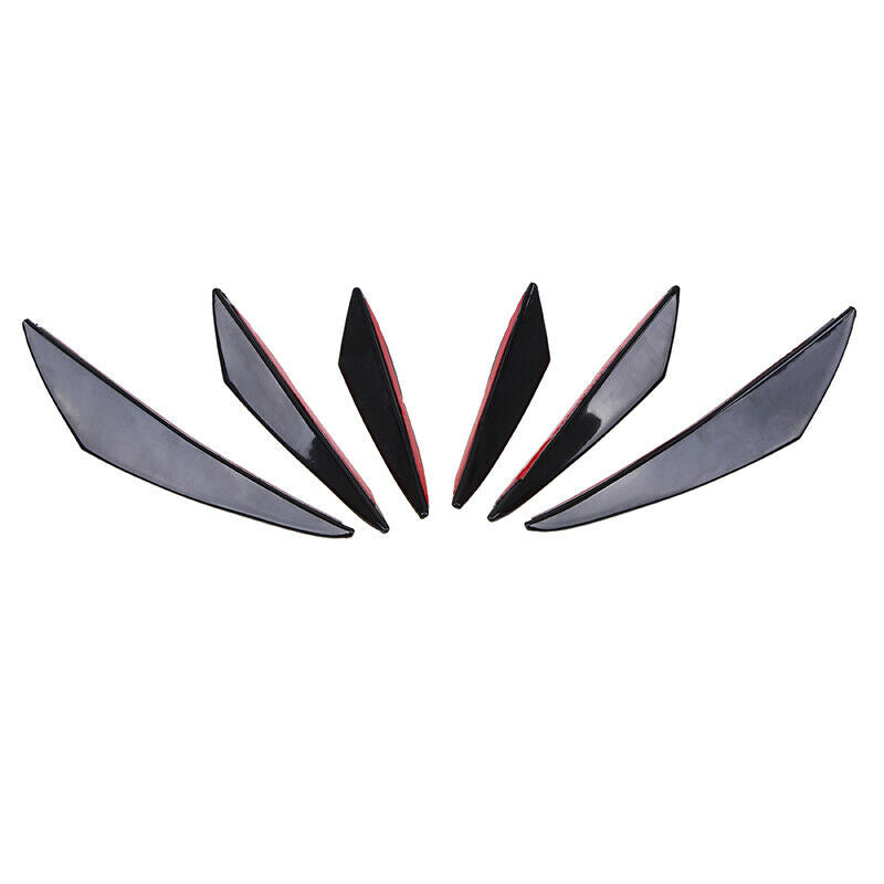 6pcs Universal Car Bumper Shark Fin Canard Splitter Diffuser Valence Spoiler Lip
