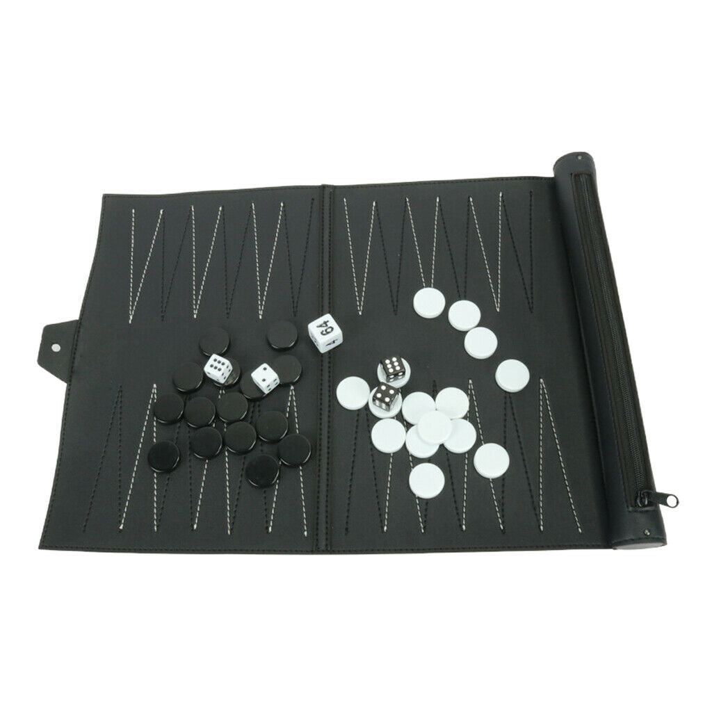 Classic Portable Travel Family Recreational PU Leather Tournament Backgammon