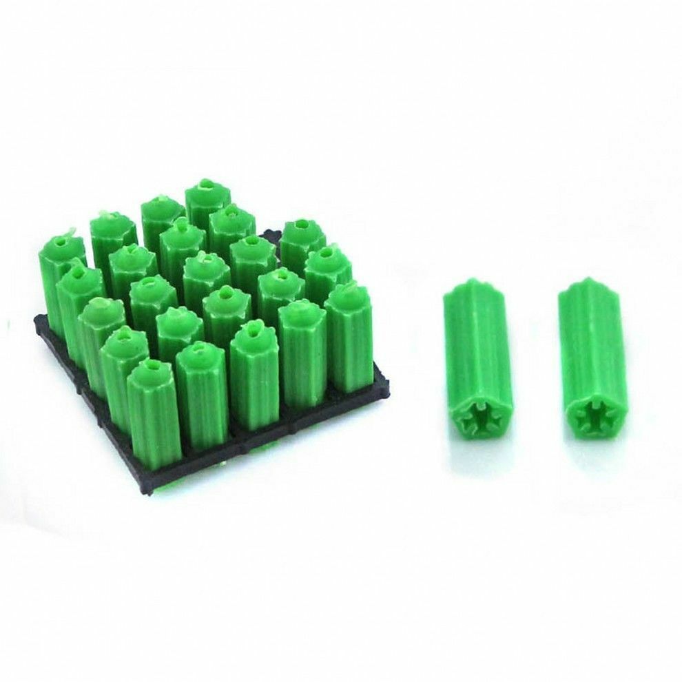 100pcs Green Plastic Wall Plugs 6mm x 25mm Fixing Anchor Plug for Masonry screw