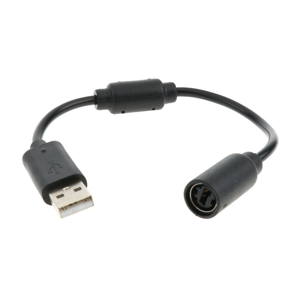 USB Converter Cable for Microsoft Xbox 360 Controller Breakaway Cord - Black