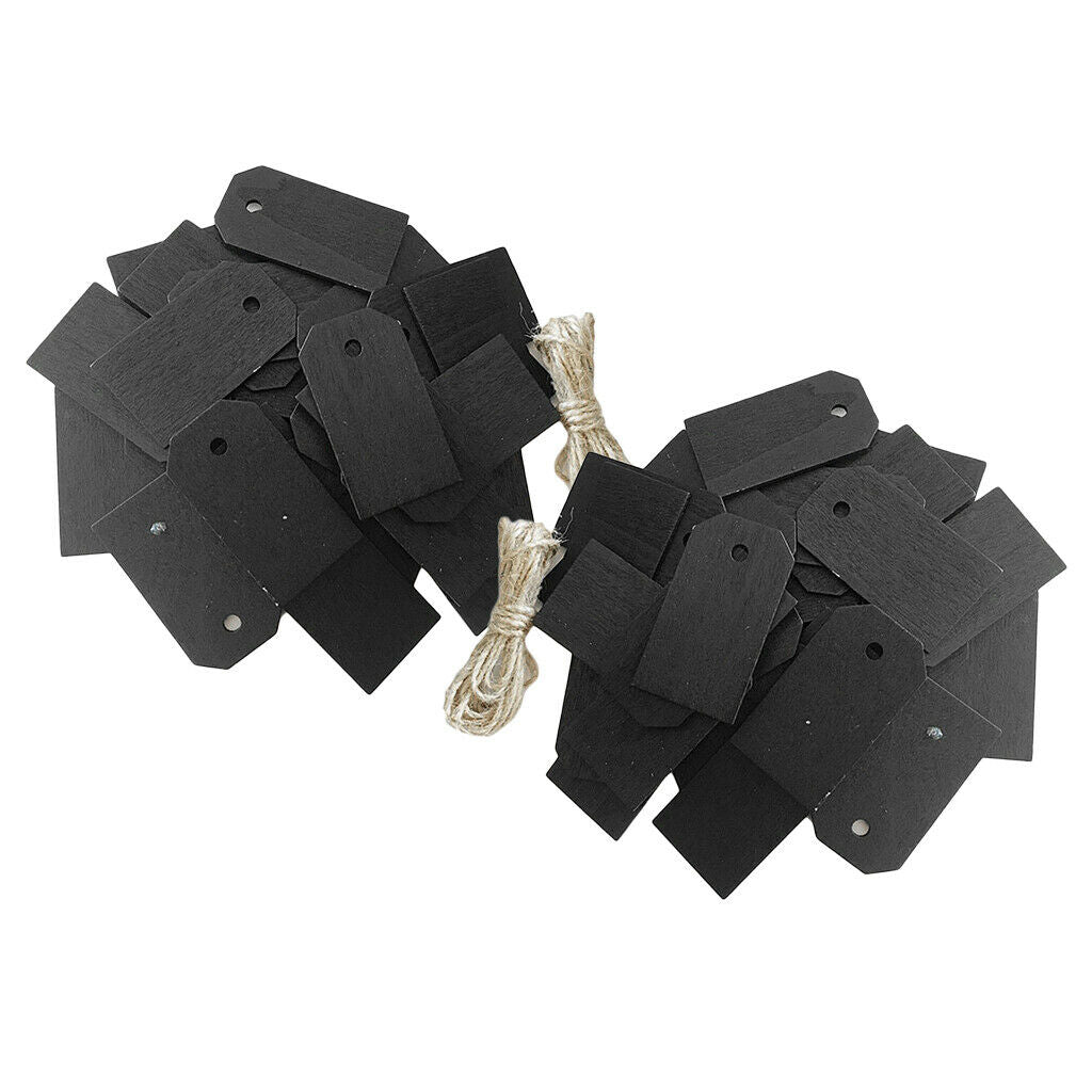 50pcs Wood Gift Tags Blackboard Wooden Hanging Label for Wedding Decoration