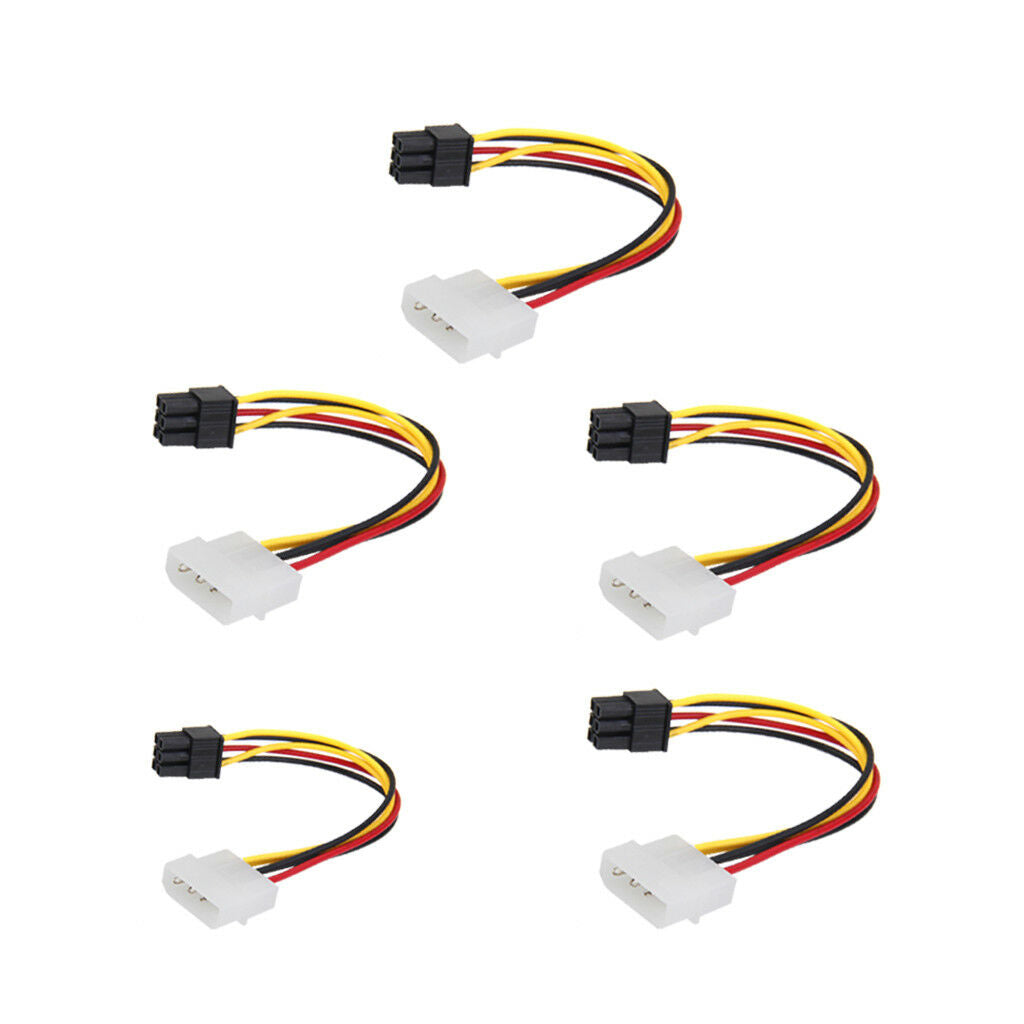 5x 4pin Male to 6 pin Female Video Card Power Adapter Cable 18cm/7.08 inch