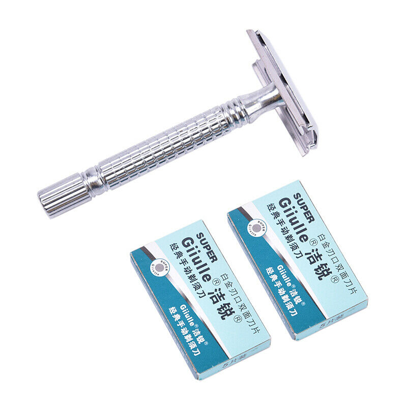 Double-Sided Stainless Steel Razor Blade Razor For Men 1 Blade Holder+10 .l8