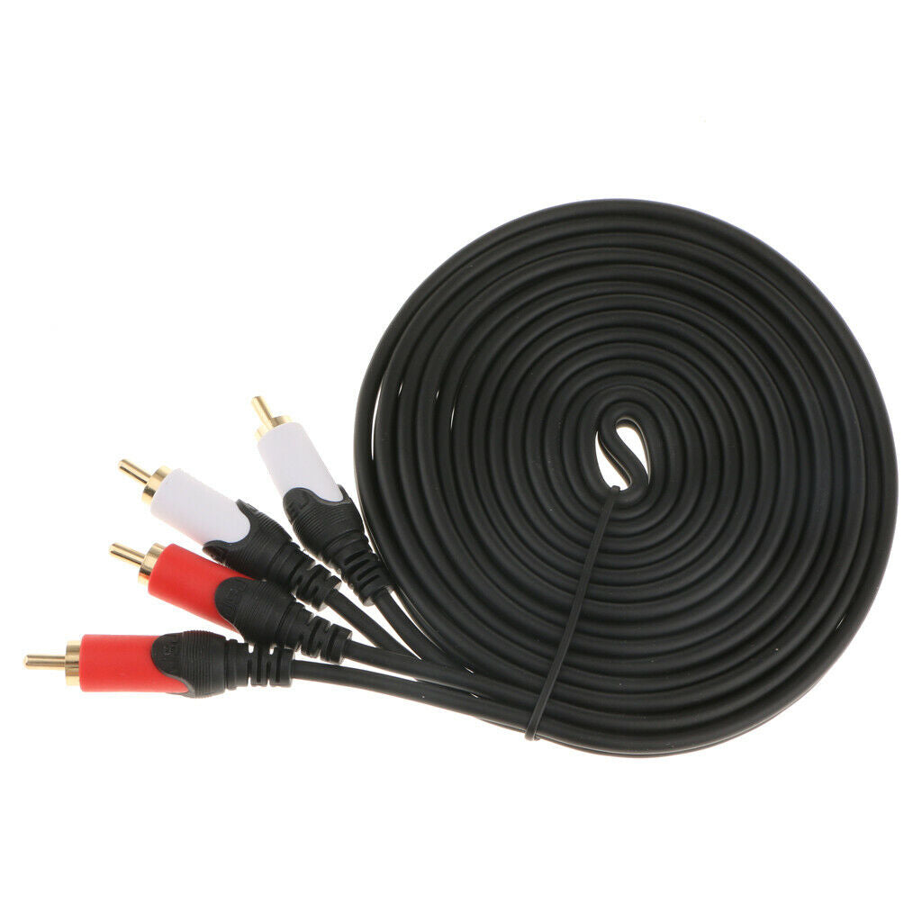 Dual RCA to RCA Audio Video AV Cord for HDTV DVD VCR Stereo Audio Cold Black