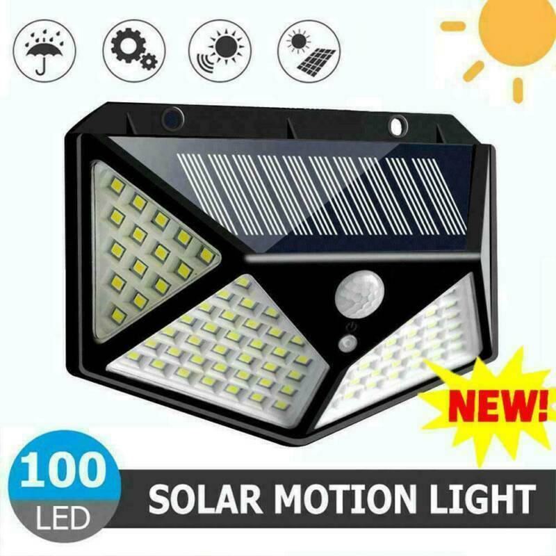100 Led Outdoor Solar Power Wall Lights Pir Motion Sensor Garden Security L
