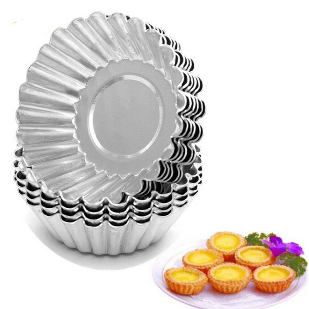 10Pcs Egg Tart Aluminum Cupcake Cake Cookie Lined Mold Mould Tin Baking Tools