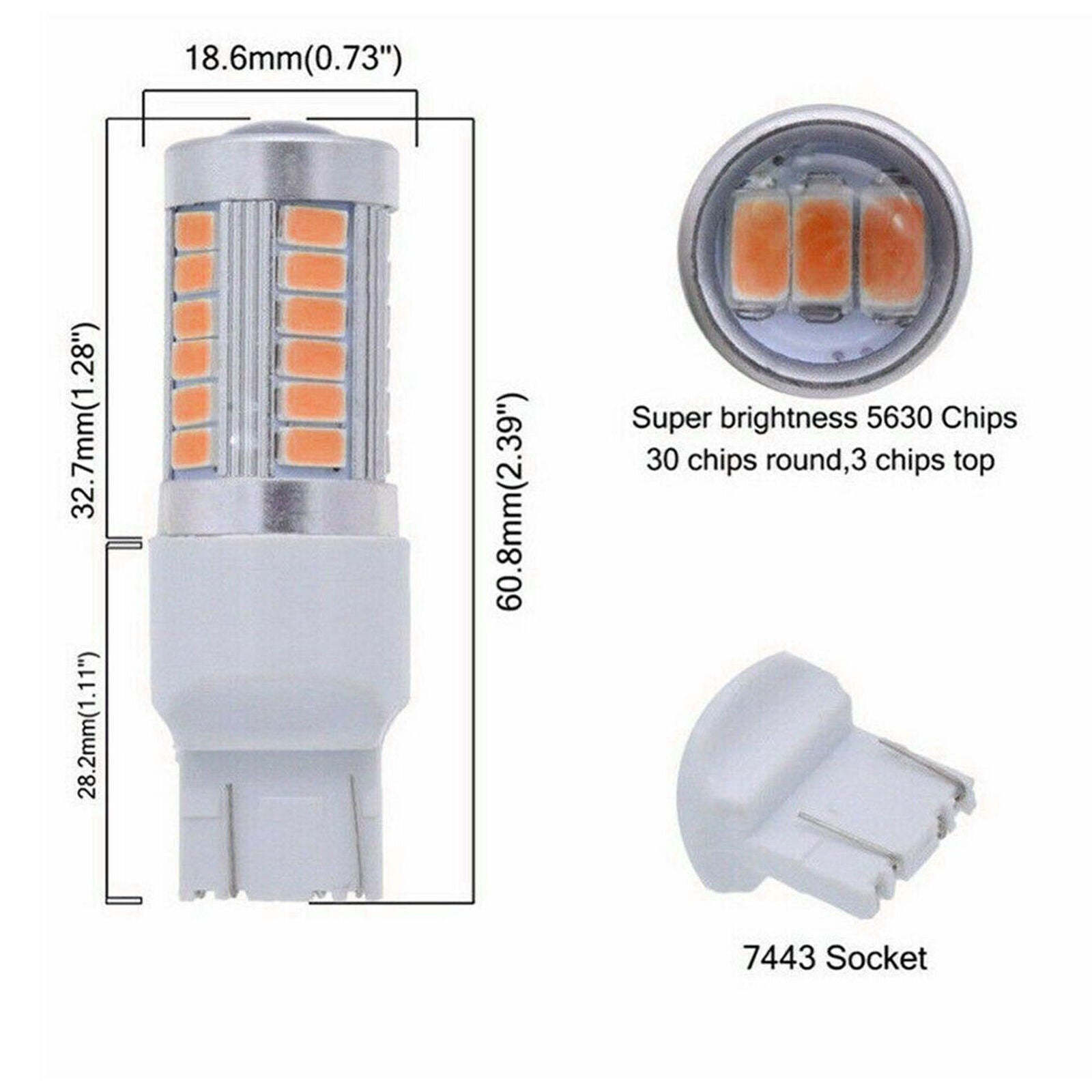 4X T20 7440 7443 W21W 33SMD LED Canbus Car Reverse DRL Backup Brake Light