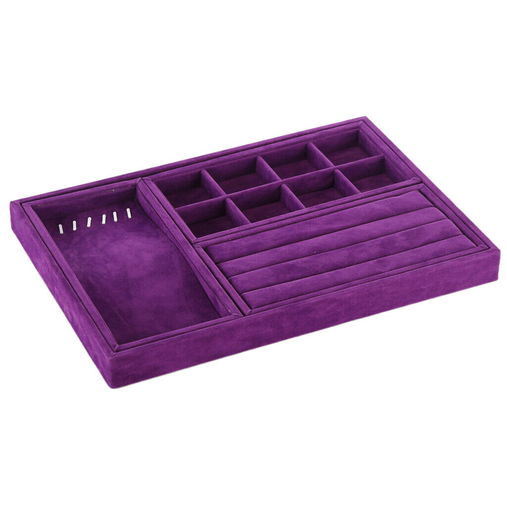 Velvet Jewelry Box Necklace Rings Display Holder Storage Organizer Purple