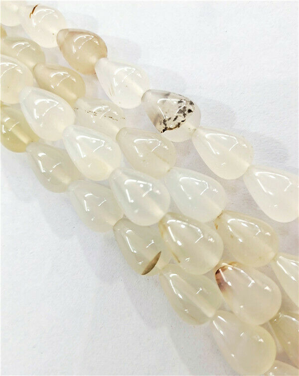 1 Strand 14x10mm Chalcedony Agate Teardrop Spacer Loose Beads 15.5inch HH7875