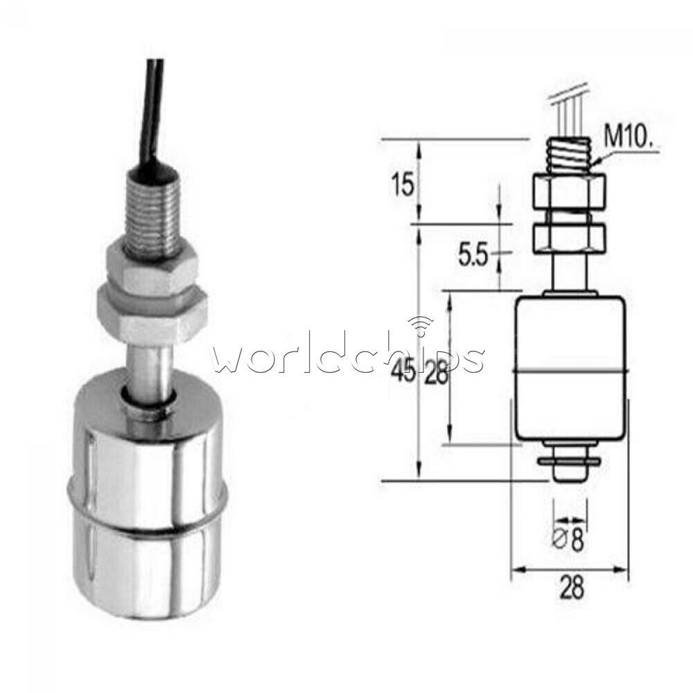 MiniI Indicator Vertical Water Level Sensor Stainless Steel Float Switch 45mm