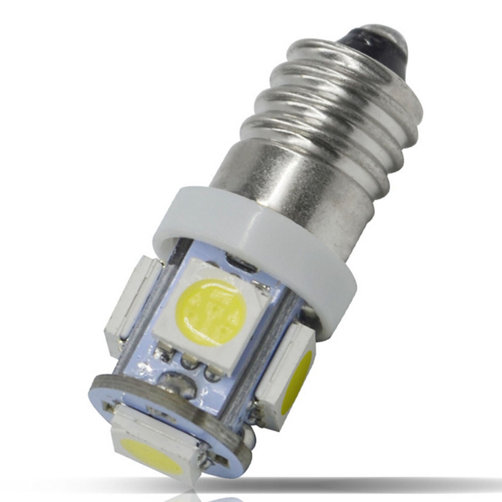 10x E10 LED 6V DC Bicycle 5 SMD Screw Base Lamp Bulbs White