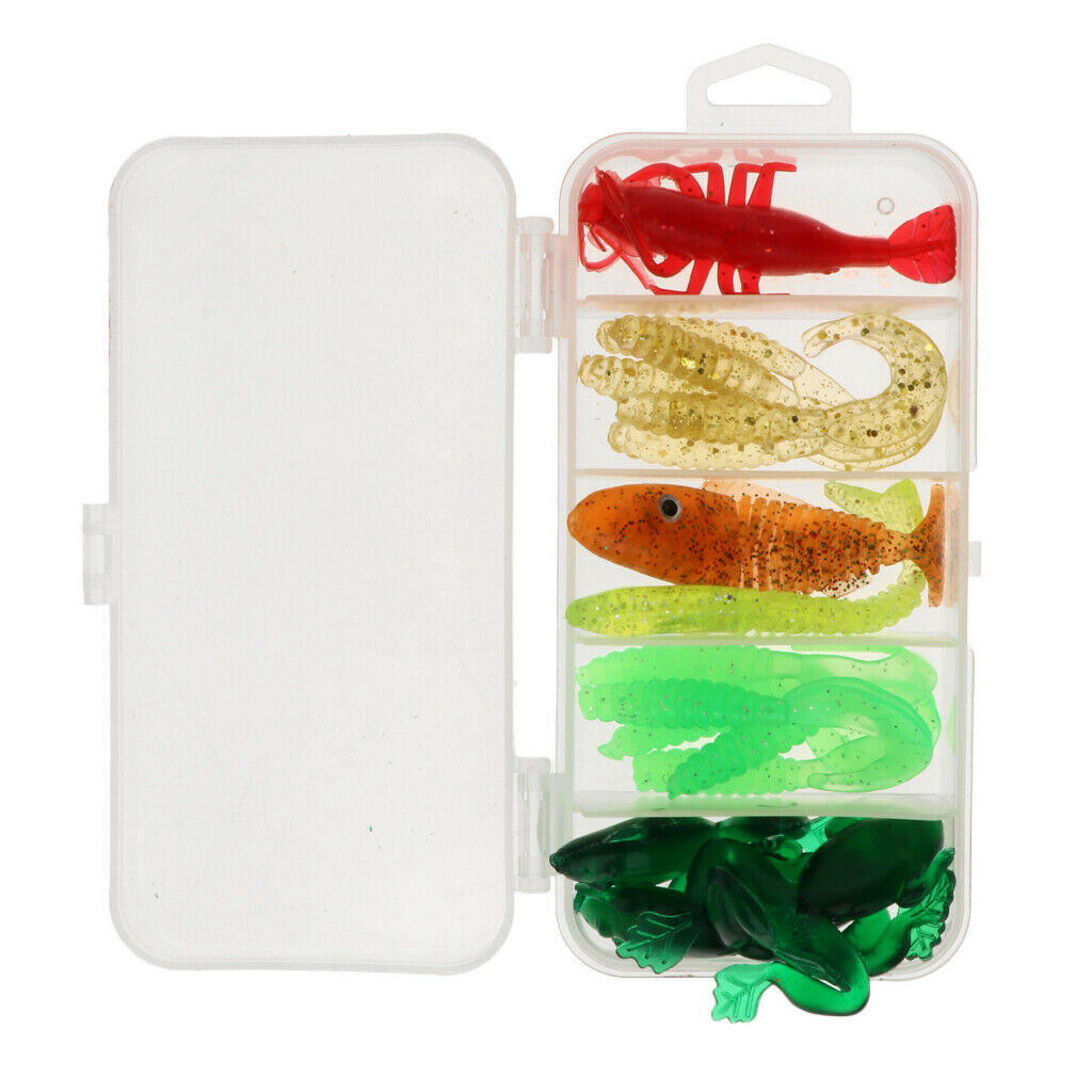 17pcs Worm Frog Shrimp Soft Fishing Lure for Bass Catfish Trout Carp Salmon