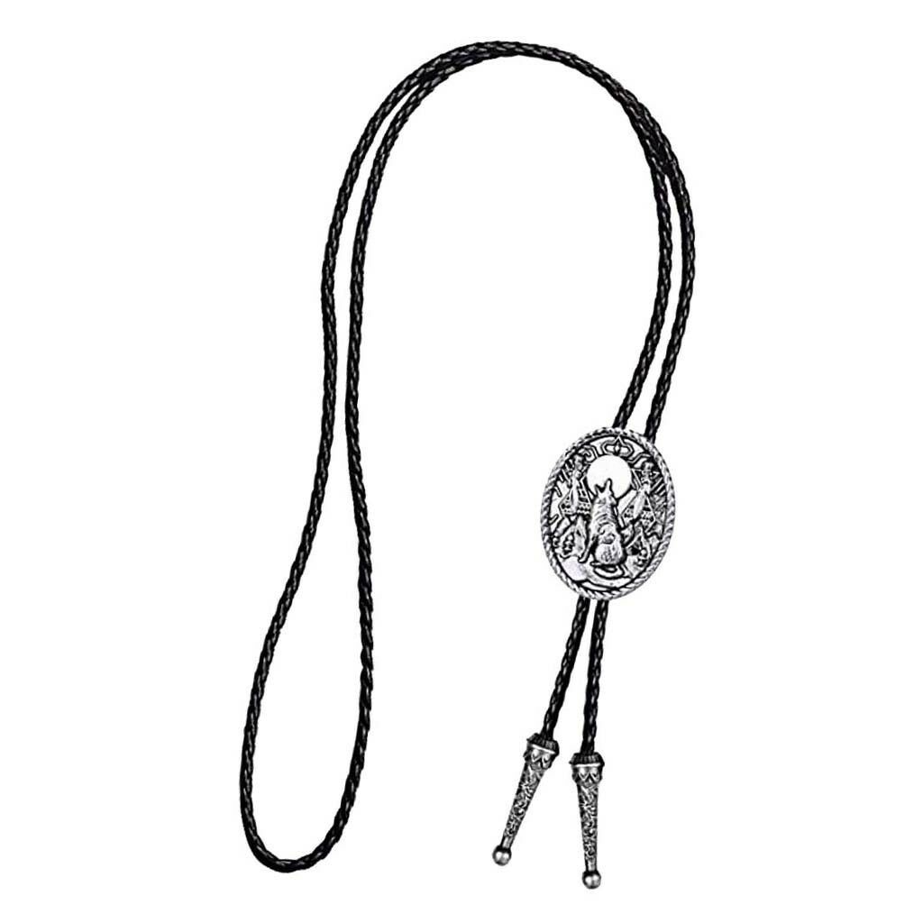 Howling Wolf   Western Cowboy Bolo Ties Rodeo Bootlace Tie Dance Necktie