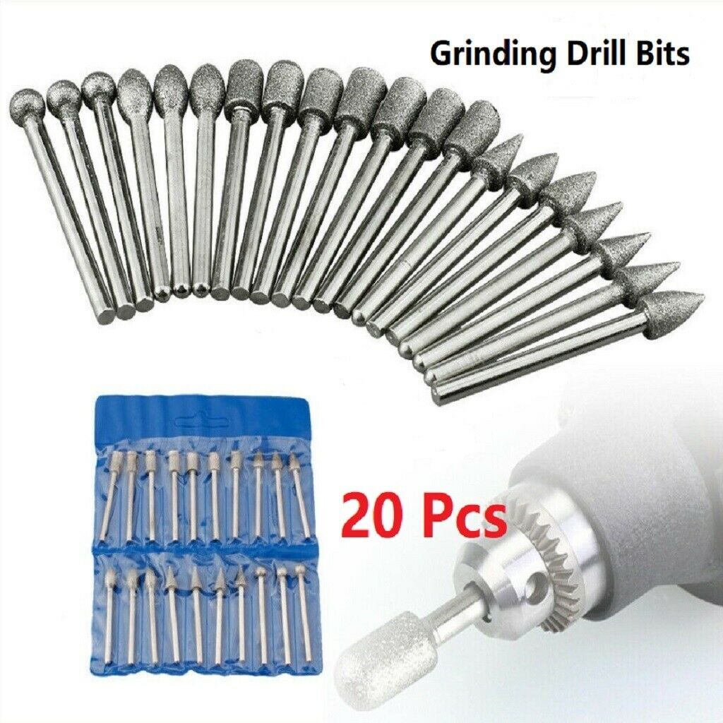 20 Pieces/set Diamond Grinding Head Drill Bits Rotary Tool