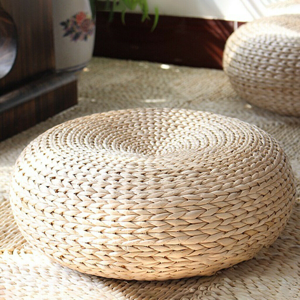 Natural Straw Cushion Floor Mat Handcrafted Yoga Seat Mat for Outdoor Indoor