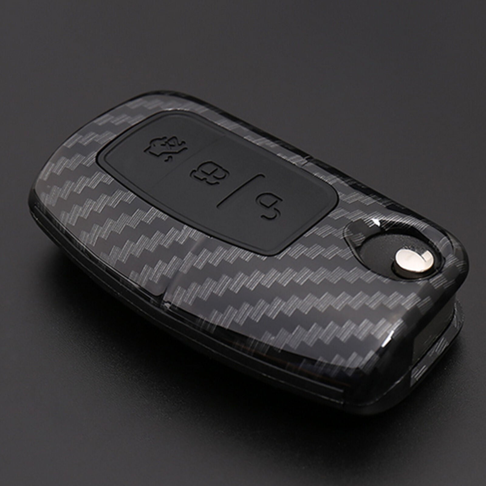 Carbon Fiber Key Shell Case Cover Fob For Ford Fiesta Focus Mondeo Falcon C-Max
