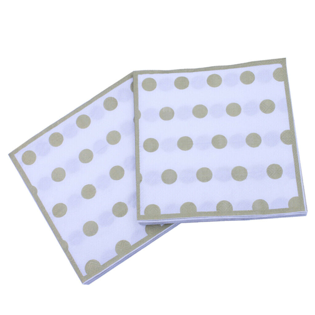 20 Pieces Disposable Tissue Paper Golden Polka Dot Napkins Party Tableware