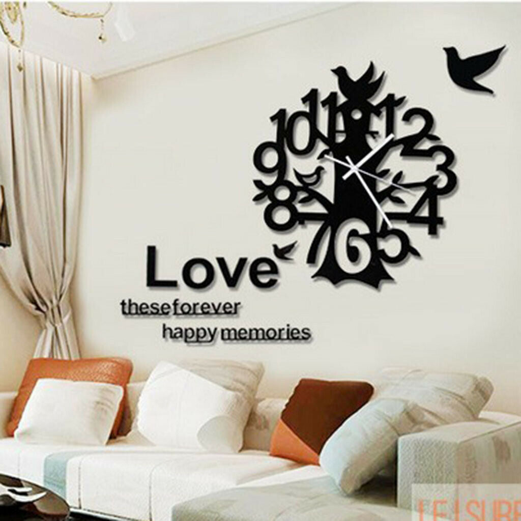 Tree Shaped Wall Clock Time 12H Display Quartz Decorative Clock Easy Read C