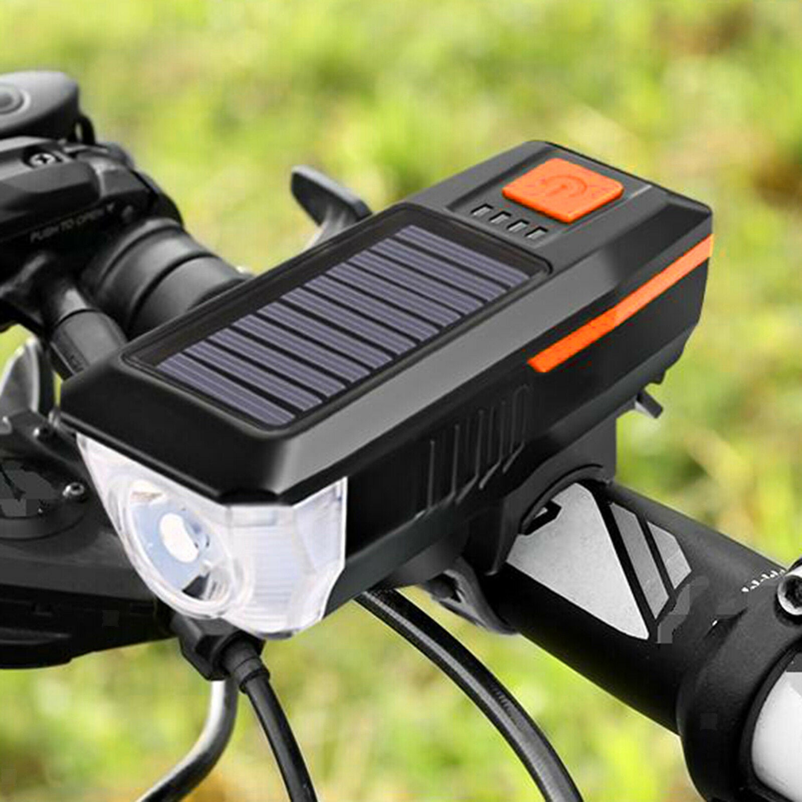 2PCS Bicycle Solar Power/USB Head Light Waterproof Warning Tail Lamp Set