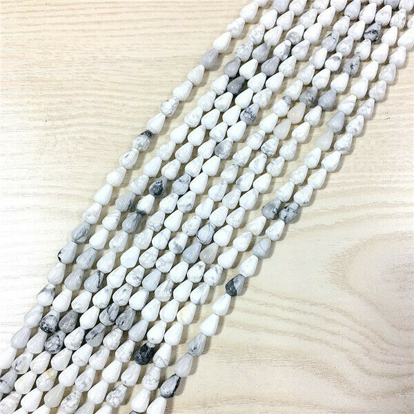1 Strand/44Pcs 9x6mm Natural White Howlite Teardrop Loose Beads 15.5inch HH402