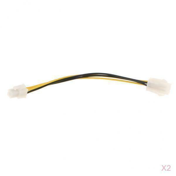 2 Piece 4 Pin 18 AWG Fan Extension Cable for Computer Power Supply
